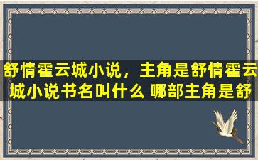 舒情霍云城小说，主角是舒情霍云城小说书名叫什么 哪部主角是舒情霍云城